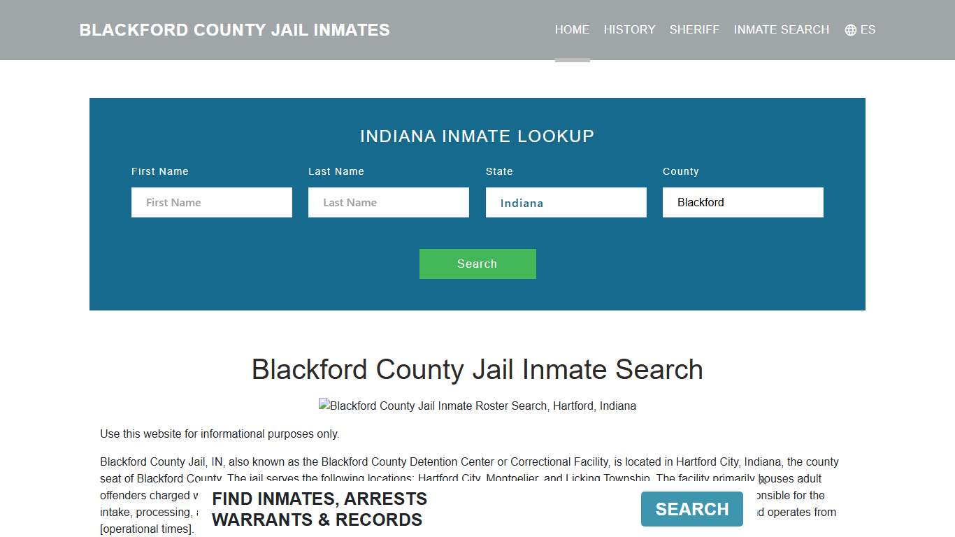 Blackford County Jail Inmate Roster Lookup, Hartford, IN
