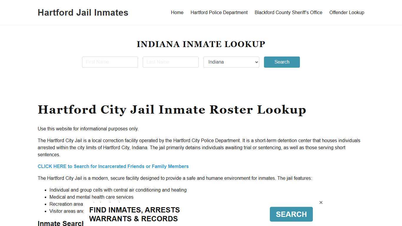 Hartford Jail Inmate Roster, Blackford County, IN, Offender Search